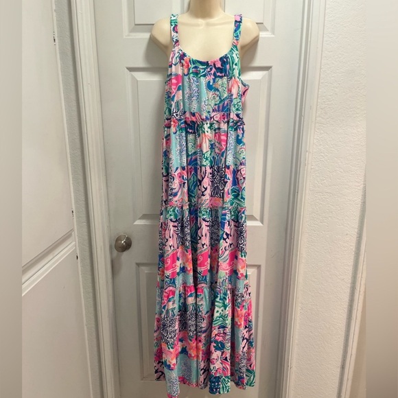 Lilly Pulitzer Loro Tiered Maxi Dress in Multi Patch to Match - Large - EUC - Picture 4 of 16